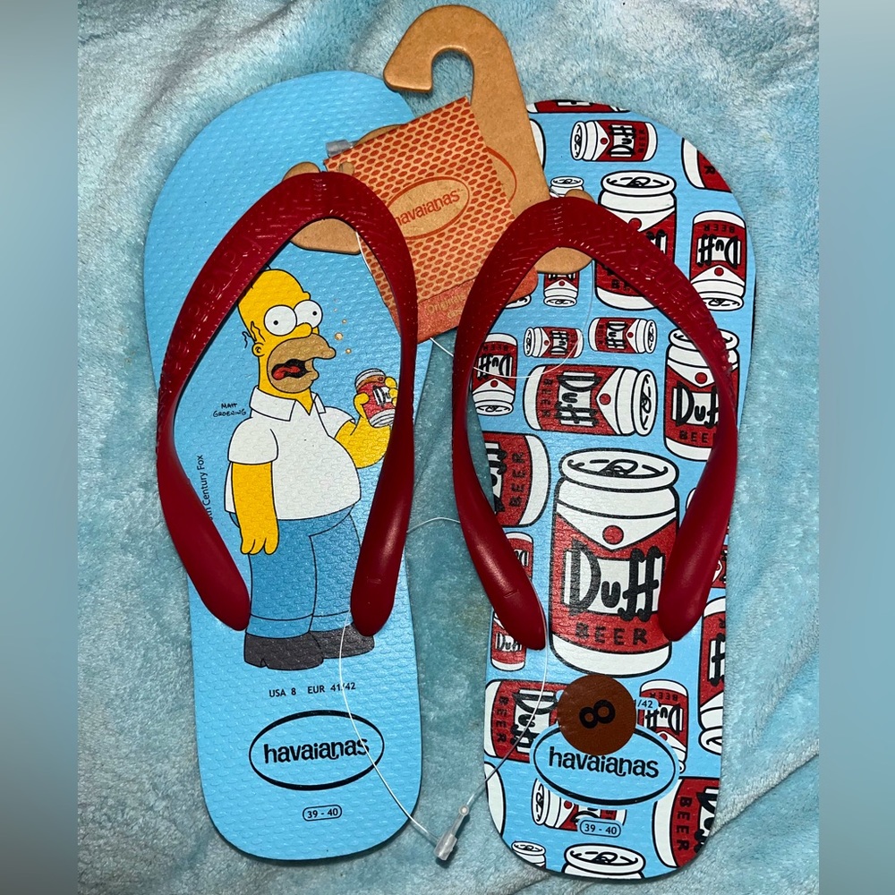 Havaianas X The Simpsons Homer Duff Beer Sandals Sz Men’s 8 women’s 9 NEW NWT